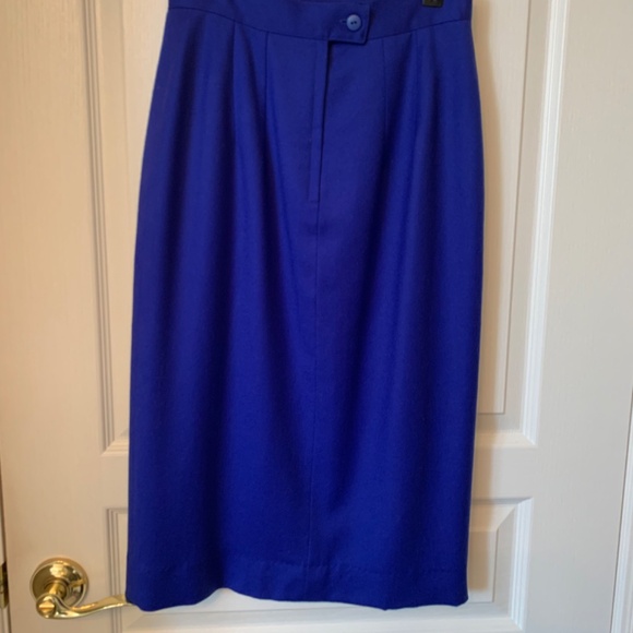 NAVY BLUE VIRGIN WOOL PENCIL SKIRT - SIZE 4/6 - Picture 9 of 15